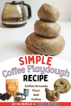 coffee playdough recipe with text overlay