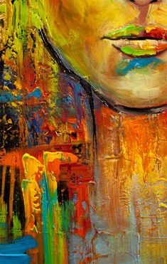 an abstract painting of a woman's face