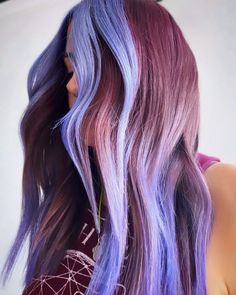 Colour Block Hair, Fun Fall Hair Colors, Fun Fall Hair, Fall Hair Colors 2022, Hairstylist Inspiration, Icy Hair, Maroon Hair, Purple Ombre Hair, Mom Hair