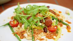 a white plate topped with lots of food