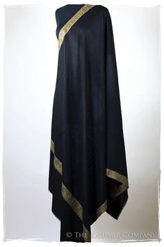 (1) Le Classique Onyx - Grand Pashmina Shawl — Seasons by The Kashmir Company Formal Pashmina Shawl In Traditional Drape, Black Pashmina Shawl For Formal Occasions, Black Formal Pashmina Shawl, Elegant Black Ceremonial Dupatta, Elegant Formal Pashmina Shawl Traditional Drape, Elegant Black Pashmina Shawl With Embroidered Border, Elegant Shawl With Embroidered Border In Traditional Drape, Luxury Formal Pashmina Shawl, Elegant Pashmina Shawl With Embroidered Border