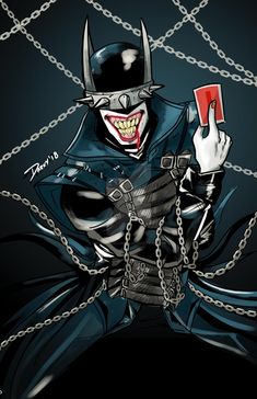 a drawing of a man dressed as the joker with chains around his ankles and holding a knife