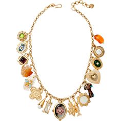 Quite literally, the charm necklace of the dreams. 24k antique gold-plated brass chain adorned with the favorite assortment of vintage lockets and charms, semi-precious stones and mementos compiled over the past decade This necklace is adjustable between ~16.75" and ~18.25" Hook closure Adjustable Some charms on this necklace are vintage and may have minor markings from time and nature each necklace is one of a kind! Please note that no two natural stone charms, pearls or semi-precious gemstones Collage Material, Vintage Lockets, Love Note, Gold Charm Necklace, Locket Charms, Designer Fashion Jewelry, Semi Precious Stones, Jewelry Inspo, Gold Plated Necklace