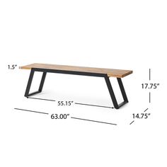 a table with measurements for the top and bottom part of it, including one end