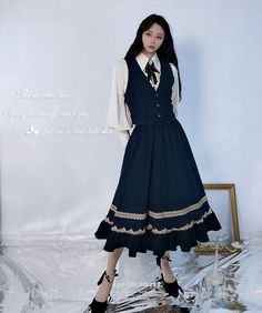 Vest And Skirt Set, Uniform With Vest, Royal School Uniform, Gp Outfit, Princess Uniform, Vest And Skirt Outfit, Princess Vest, Otome Fashion, Private School Uniforms