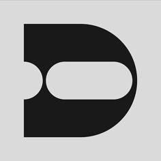 a black and white logo with the letter d in it's center, on a gray background