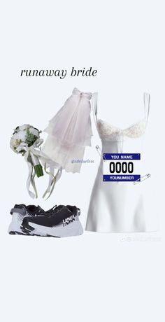 a dress and shoes are shown with the words runaway bride