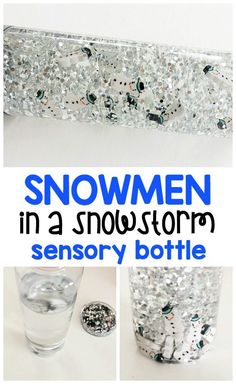 snowmen in a snowy storm sensory bottle