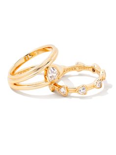 Get the look of three stacked rings with this sparkling set of two. The Arden Gold Ring Set in White Crystal is an instant favorite thanks to its versatile design and eye-catching crystal accents. Kiss Clothes, Kendra Scott Ring, Christmas List 2022, Triple Band Ring, Stacked Rings, Triple Ring, Needs And Wants, My Christmas List, Shimmer Shine