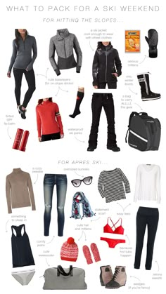 an image of what to pack for a ski trip in the winter and it's important