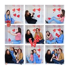 a collage of photos with the word love spelled out in red and black letters