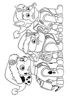 paw patrol coloring pages for kids to print out and color with the characters in it