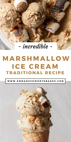 an ice cream sundae with marshmallows in it and the title overlay reads incredible