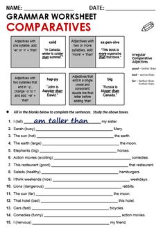 an english worksheet with words and pictures to help students learn how to use them