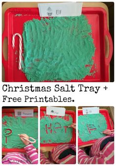 christmas salt tray and free printables for kids to use in the holiday crafts