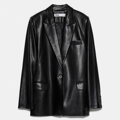 Zara Faux Leather Blazer Faux Leather Blazer, Blazer Zara, Black Leather Blazer, Png Clothes, 가을 패션, Leather Blazer, Black Leather Jacket, Faux Leather Jackets, Dream Clothes