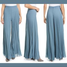 Nwt $1,245 Max Mara Pagode Pleated Palazzo Georgette Pants Blue [ Sz 6 ] #E998 No Trades/Returns New With Tags And Small Defect Defect: Very Small Snag In A Few Places (See Photos). Some Light Marks From Being In Stores As Well In The Pleating (See Photo) Delicate Accordion Pleats And A Flared, Wide-Leg Silhouette Bring Skirt-Like Movement And Drama To These Italian-Georgette Pants. Hidden Back-Zip Closure Lined 100% Polyester Dry Clean Made In Italy Collectors High Rise Elegant Fitted Blue Wide Leg Pants, Blue Wide Leg Pants For Evening, Elegant Blue Wide Leg Pants, Elegant Blue Wide Leg Pants For Spring, Elegant Blue Wide-leg Pants, Elegant Blue Wide Leg Pantsuit, Blue Wide-leg Evening Bottoms, Blue Full-length Evening Pants, Blue Full Length Evening Pants