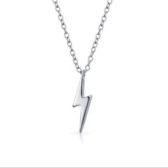 Lightning Bolt Silver Played Necklace Alloy Material Chain Is 8 Inches Long New High Quality Necklace Lightning Bolt Represent Strength And Power. Be Like A Lightning Bolt, Powerful, And Electric. Wear Your Necklace As A Reminder That You Are A Force Of Nature, Let Your Inner Light Shine! Flash Lightning Bolt, Flash Lightning, Lightning Bolt Necklace, Lightning Bolt Earrings, Silver Pendants, Lightning Bolt, Necklace Sizes, Bling Jewelry, Silver Pendant Necklace