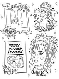 three different coloring pages with pictures of people and animals on them, one is for halloween