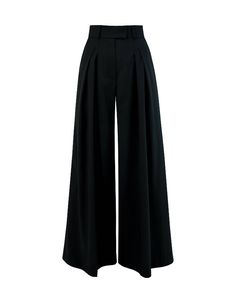 High-waisted pleated palazzo pants IPANTS are made from Italian wool of deep black color. Fabric is soft and pleasant to the touch.A wide waistband along with front pleats highlights the waist and makes it visually thinner. Maxi pants length makes legs longer and creates an elegant silhouette. Palazzo has comfortable side pockets and faux pockets on the back. Belt loops, zip, and hook-and-eye closures in the middle. High slits on the back create a magnificent effect while walking.Composition: 70 Pants With Slits On The Side, Cute Pants For School, Black Palazzo Pants Outfit, Wide Black Pants, Bayonetta Style, Church Pants, Pleated Pants High Waisted, Black Wide Pants, Alternate Outfits