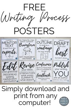 the free writing process posters are perfect for any student to use in their class or classroom