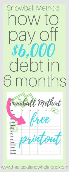 the free printable snowball method to pay $ 8, 000 off debt in 6 months