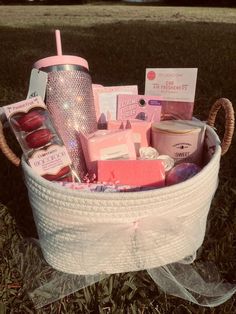 a basket filled with lots of different items