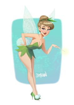 a woman dressed as tinkerbell with green shoes