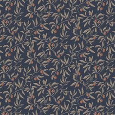 an image of a wallpaper with leaves and berries on it