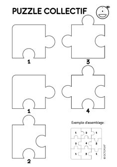 the missing puzzle piece worksheet is shown in black and white, with four missing pieces