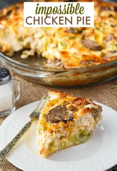 a close up of a slice of casserole on a plate