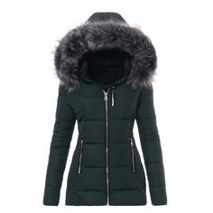 Puffer Jacket/Warm and Cozy Women’s Puffer Jacket with Fur-Lined Hood | Wazzi's Wear Xbox Accessories, Cotton Clothing, Bamboo Fiber, Mountaineering, Fabric Names, American Style, Medium Length, Cotton Fabric, Fashion Outfits