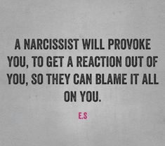 a quote from e s narcisst will provoke you, to get a reaction out of you, so they can flame it all on you