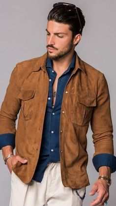 Brown Trucker Jacket for Men! #truckerjacket #menswear #springoutfit #summercollection Casual Collared Leather Jacket With Patch Pockets, Brown Leather Jacket With Patch Pockets, Casual Collared Leather Jacket With Buttons, Casual Leather Jacket With Lapel Collar And Patch Pockets, Casual Solid Leather Jacket With Pockets, Casual Leather Jacket With Flap Pockets And Button-up, Casual Leather Jacket With Button-up And Flap Pockets, Casual Button-up Leather Jacket With Flap Pockets, Casual Long Sleeve Leather Jacket With Pockets