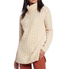 Halogen Cable Knit Side Slit Hem Tunic Turtleneck Relaxed Fit Sweater Nwt Color : Beige Oatmeal Size : Xs Classic Cable Stitching In Wool-Enriched Yarns Adds To The Lusciously Cozy Look And Feel Of This Generously Sized Sweater That You'll Reach For On Repeat. - 28" Regular Length (Size Medium) - Turtleneck - Long Sleeves - Side Slits - Ribbed Cuffs And Hem - 74% Nylon, 26% Wool S-10 Turtleneck Tunic Sweater, Turtleneck Tunic, Mock Turtleneck Sweater, Cable Knit Turtleneck Sweater, Ladies Turtleneck Sweaters, Striped Turtleneck, Wool Turtleneck, Pullover Sweater Women, S 10