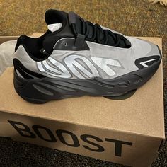 Adidas Yeezy Boost 700 Mnvn Metallic Yeezy Boost 700 Outfit, Yeezy 700 Mnvn, Yeezy Boost Women, Yezzy Shoes Women, Black Yeezy Boost, Yeezy Shoes Outfit, Grey Yeezy, Adidas Shoes Yeezy, Shoes For School