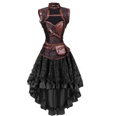 Vintage Corset Dress, Steampunk Couture, Steampunk Dress, Skirt Plus Size, Dress Leather, Gothic Victorian