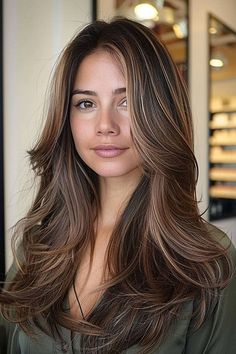 Beautiful voluminous cut with long layers for managing thick hair Straight Hair With Volume Long, Layers On Thick Hair, Volume For Thick Heavy Hair, Chunky Layers Long Hair Straight, Long Layers Thick Coarse Hair, Exaggerated Layers Long Hair, Hair With Long Layers