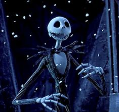 a skeleton dressed as jack skellingy from the animated movie, it's about time