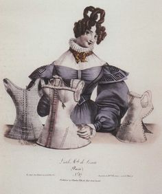 1830s Corset, Biedermeier Fashion, 1830s Dress, Romantic Era Fashion, Location Unknown, 1830s Fashion, Gigot Sleeve, Leg Of Mutton Sleeve