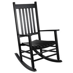 PRICES MAY VARY. STURDY & DURABLE:Selected hardwood,this outdoor rocking chair is durable for a long service time,and support up to 340 pounds of weight.The premium wood chair can withstand a range of climates including hot sun, heavy snows & rains, and strong coastal winds and does not dent, crack, peel or rot like the low quality wood chairs. COMFORTABLE ERGONOMICS DESIGN:Seat size: 18.7"H x 21.5"W x 21.3"D;Occupied space: 34''L x 27''W x 45.''H.The large seat with wide backrest and armrest perfectly fits the spine curve, a best relaxing seat for rest, relaxation, and revitalization. And the rocking radian after fine calculation assures people’s safety and achieves the ultimate in relaxation. CONVENIENT & CLASSIC:All wood material structure adds movement and lightness to the design.The s Black Rocking Chairs On Front Porch, Rocking Chairs On Front Porch, Chairs On Front Porch, Wooden Rocker, Rocking Chair Porch, Porch Rocker, Wooden Rocking Chairs, Wood Rocking Chair, Solid Wood Chairs