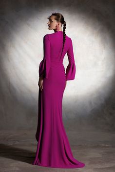 Description Purple A-line, Long dress Fitted, Long Sleeves Open neckline Crepe Dry Clean Evening Dress Made in Spain VL5311 A Line Maxi Dress, Banquet Dresses, Flare Sleeve Dress, Dresses Spring, Ruffles Fashion, Maxi Dress Evening, Style Maxi Dress, Evening Party Dress, Long Sleeve Bodycon