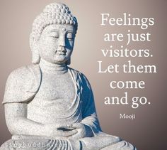 a buddha statue with a quote about feelings