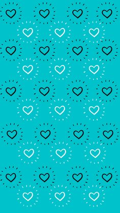 a blue background with black and white hearts