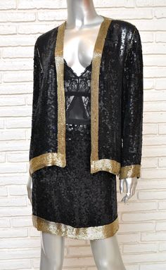 Elegant Winter Sets For Night Out, Elegant Winter Night Out Sets, Elegant Sequined Sets For Fall, Elegant Fall Sequin Sets, Glamorous Formal Sequined Sets, Glamorous Formal Sets With Sequins, Glamorous Sequined Sets For Formal Occasions, Black Party Sets For Fall, Glamorous Fall Party Sets