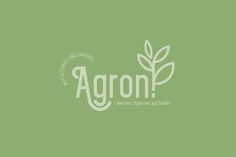 the word agron is written in white on a green background with an image of leaves