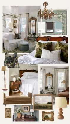 a collage of photos with furniture and decor