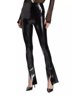 Crafted of slick faux patent leather, these slim-fit Spat leggings from Norma Kamali are finished with center-cut split hems..Elasticized waistband.Split hems.Pulls on.100% polyurethane.Lining: 92% polyester/8% spandex.Machine wash.Imported.SIZE & FIT.This style is constructed in a stretch fabric for a slim fit.Rise, about 11'.Inseam, about 34.5'.Leg opening, about 18'.Model measurements: 5'10' tall.Model is wearing a US size Small.Crafted of slick faux patent leather, these slim-fit Spat leggings from Norma Kamali are finished with center-cut split hems.Elasticized waistbandSplit hemsPulls on100% polyurethaneLining: 92% polyester/8% spandexMachine washImportedSIZE & FITThis style is constructed in a stretch fabric for a slim fitRise, about 11'Inseam, about 34.5'Leg opening, about 18'Model Chic Full-length Faux Leather Pants, Edgy Full-length Leather Pants, Luxury Full-length Faux Leather Pants, Sleek Tight Full-length Leather Pants, Patent Leather Leggings, Edgy Faux Leather Full-length Pants, Norma Kamali, Split Hem, Leather Leggings