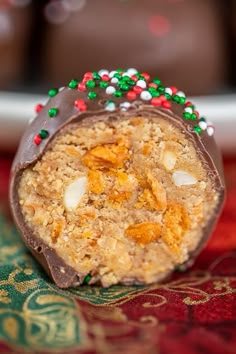 a close up of a candy bar on a table