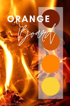 an orange and yellow fire with the words orange bored on it's bottom corner